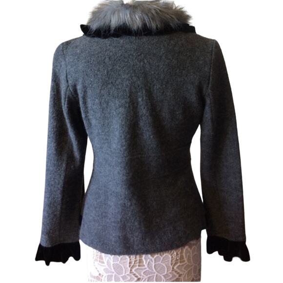 NWT Vintage Dressbarn grey jacket w faux fur & black velvet collar size medium - Picture 3 of 8
